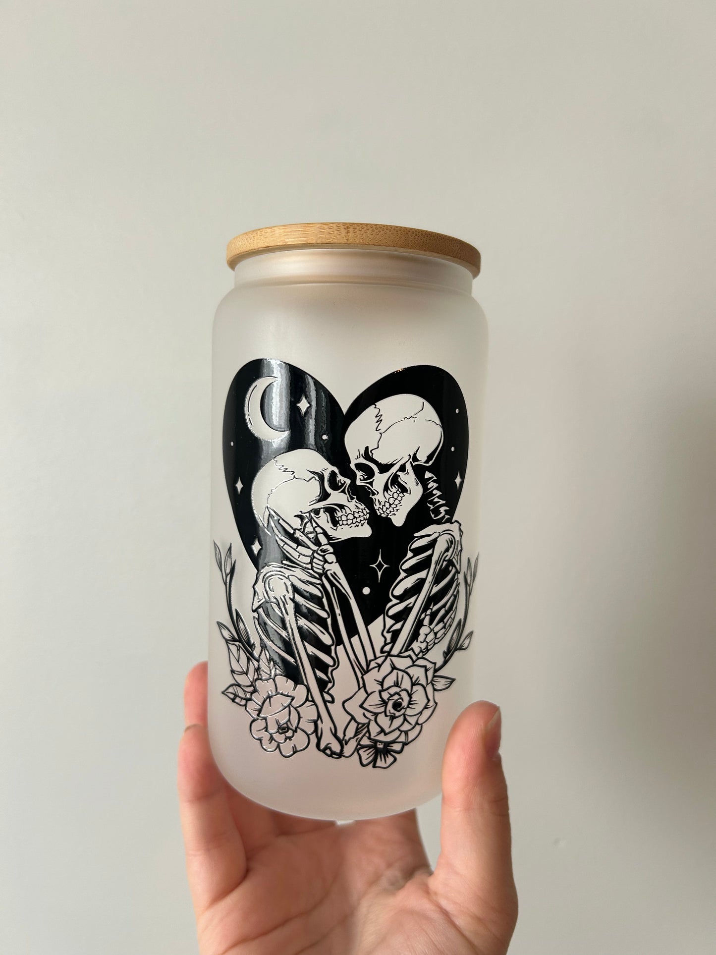 Skeletons Frosted Glass Can