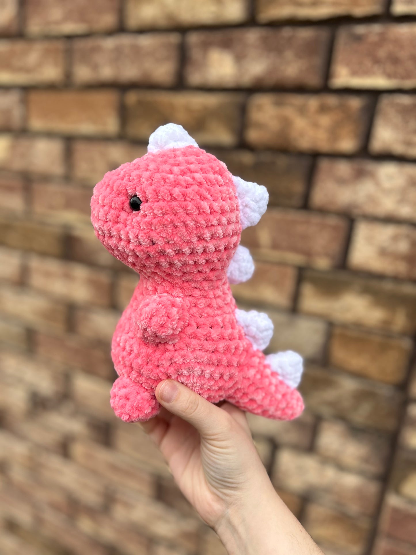 Pink and White Dino Plushie - Made to Order