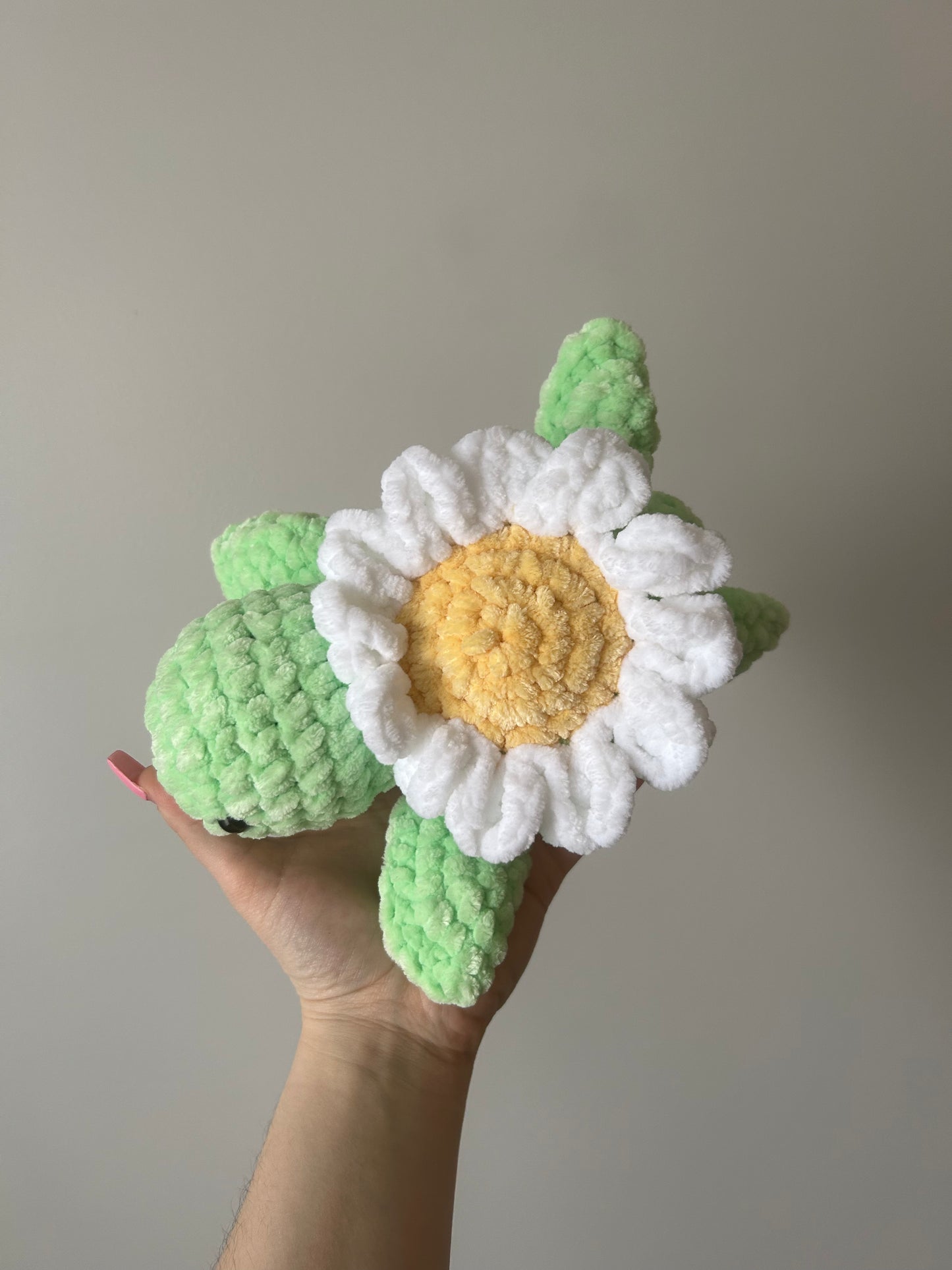 White Daisy Mint Green Body Turtle Plushie