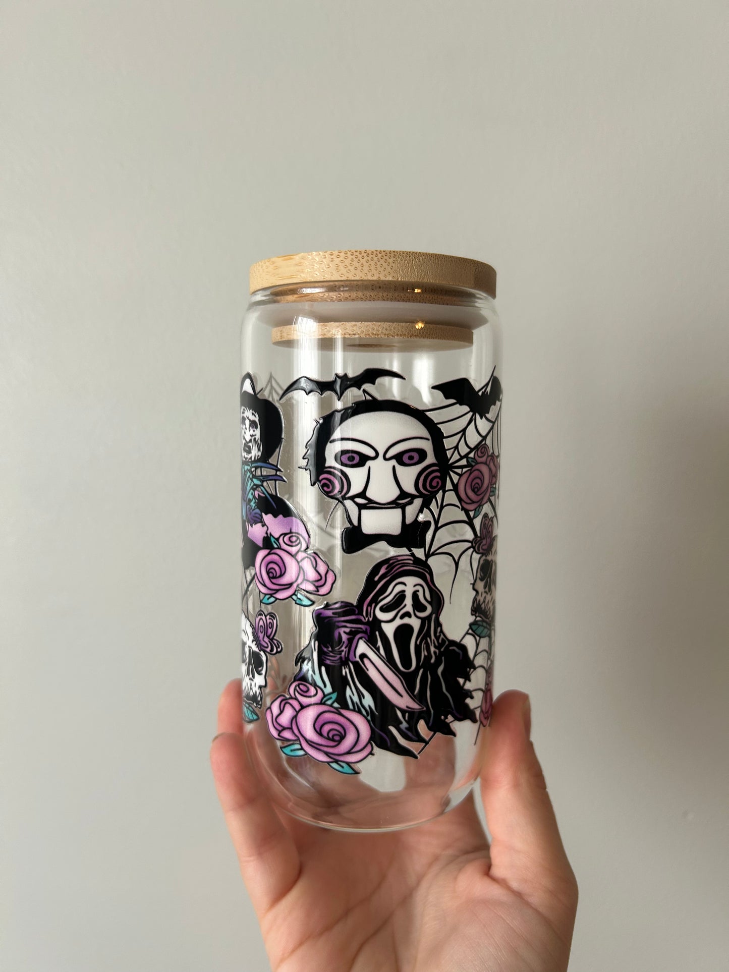 Horror Spiderwebs Glass Can