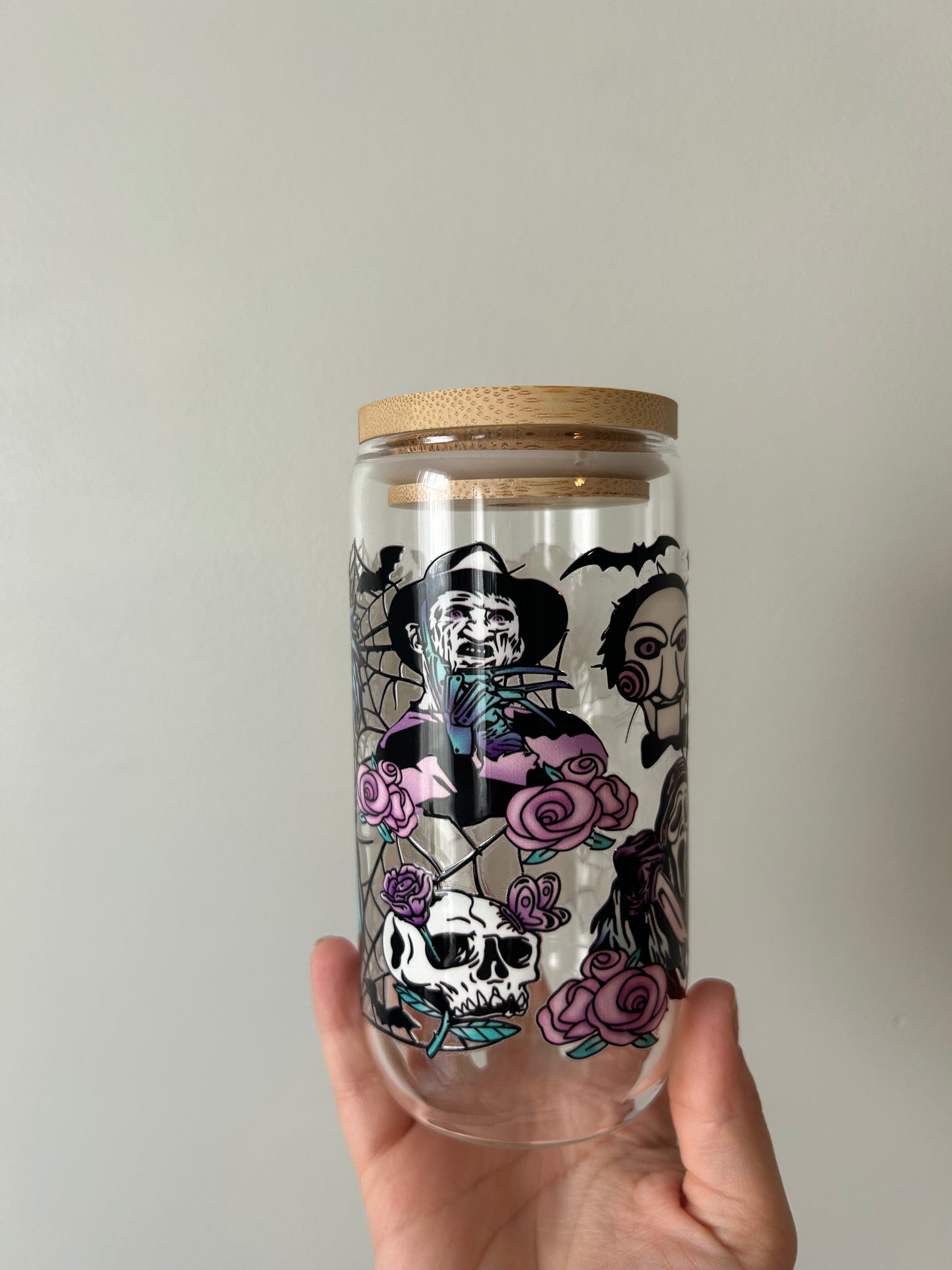 Horror Spiderwebs Glass Can