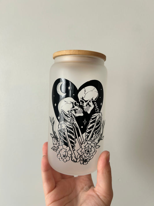Skeletons Frosted Glass Can