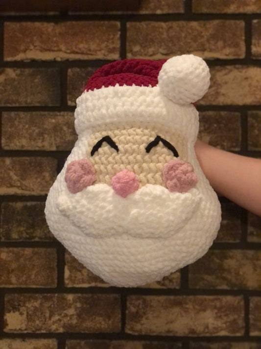 Santa Pillow, Decorative Holiday Pillow - Made to Order