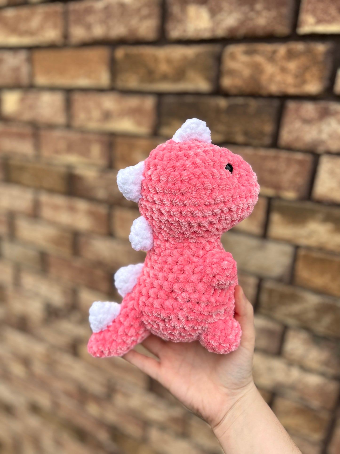Pink and White Dino Plushie - Made to Order