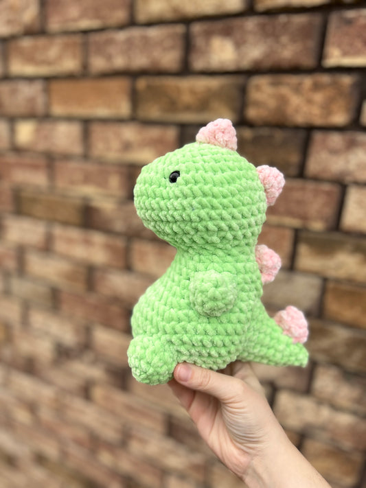 Green and Pink Dino Plushie - Made to Order