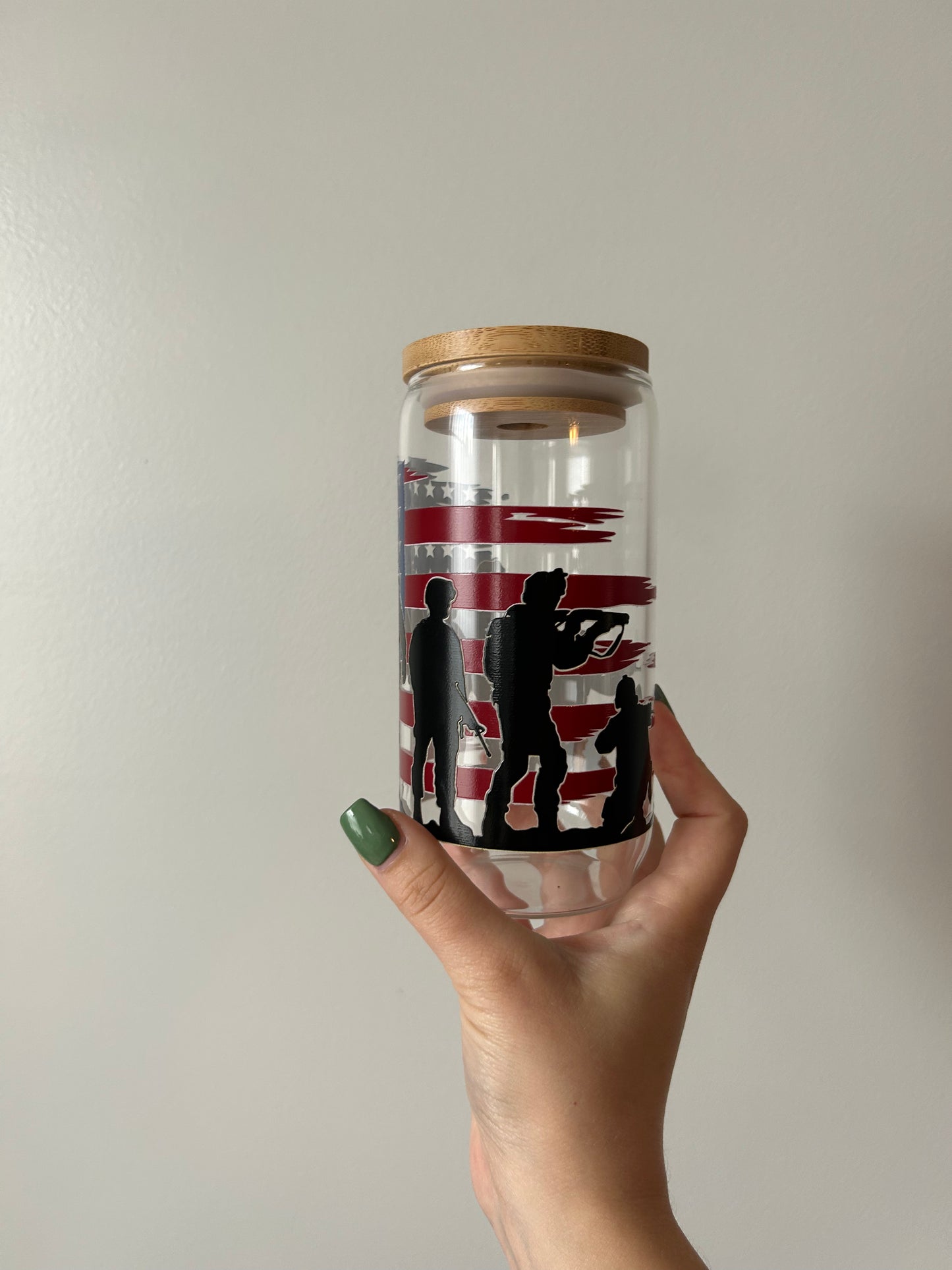 American Soldier Glass Can