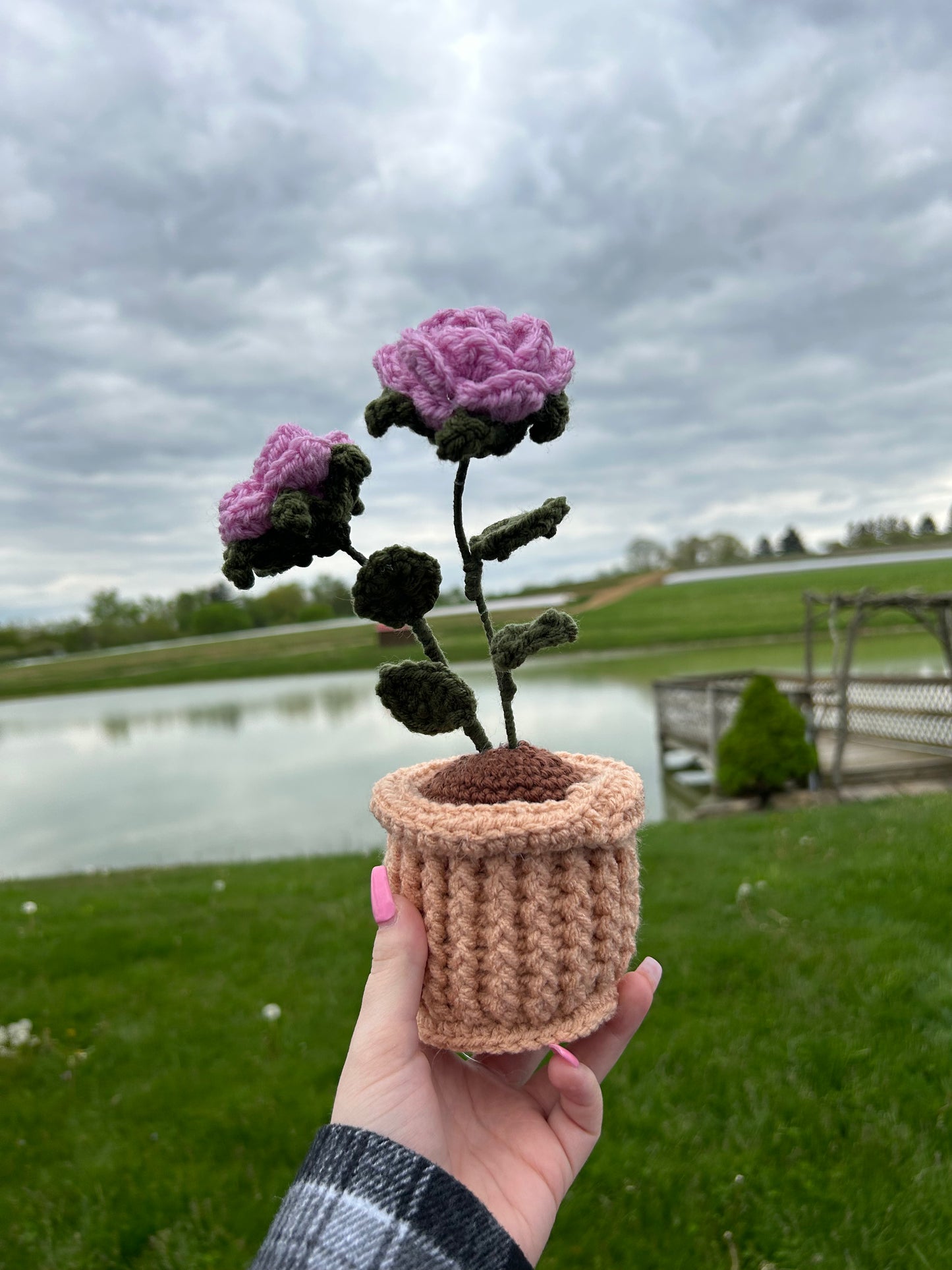 Pink Potted Flower- Made to Order