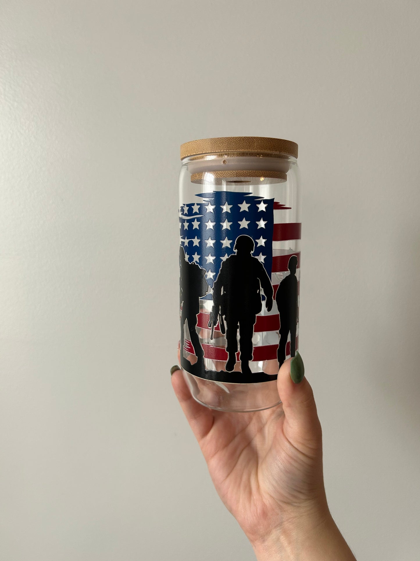American Soldier Glass Can