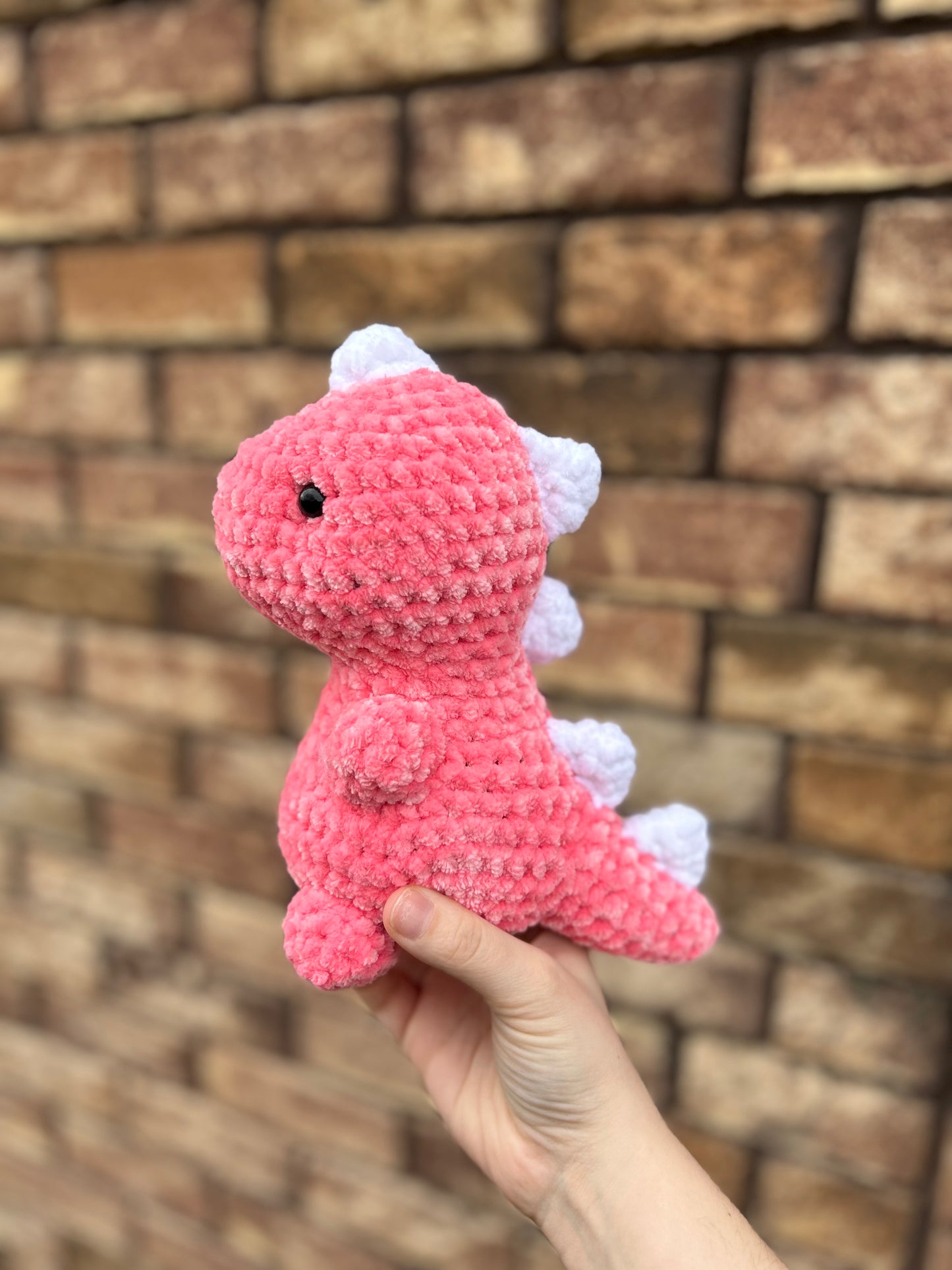 Pink and White Dino Plushie - Made to Order