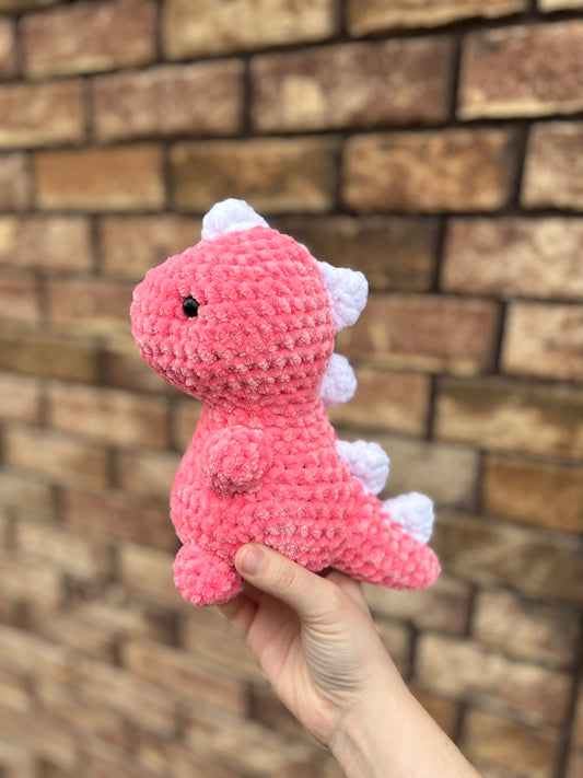 Pink and White Dino Plushie - Made to Order