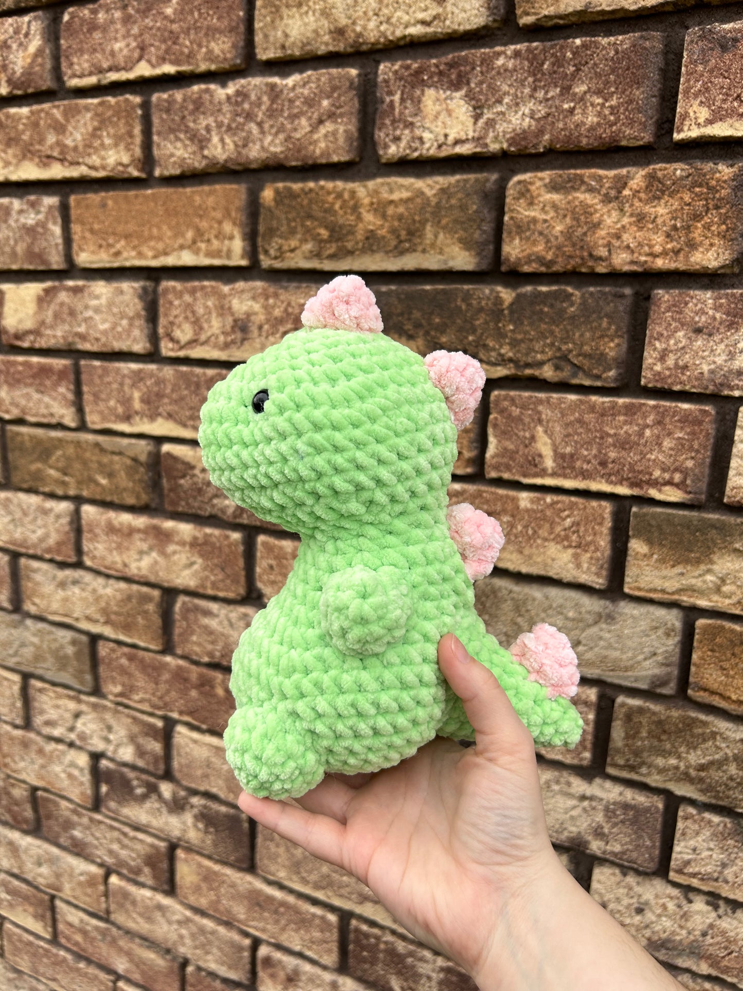 Green and Pink Dino Plushie - Made to Order
