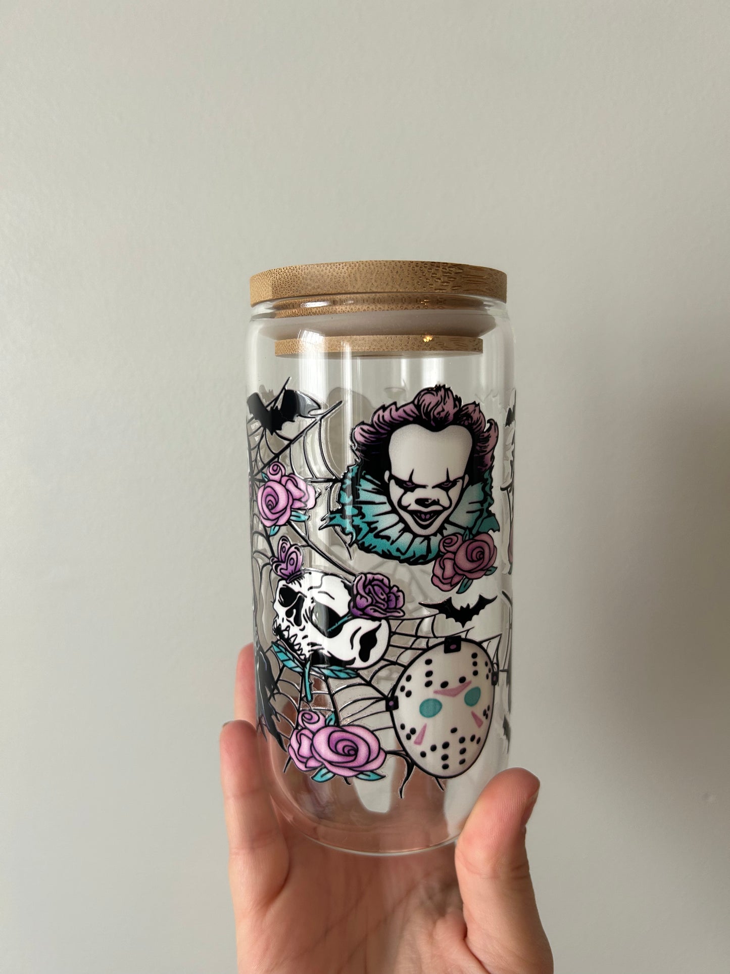 Horror Spiderwebs Glass Can