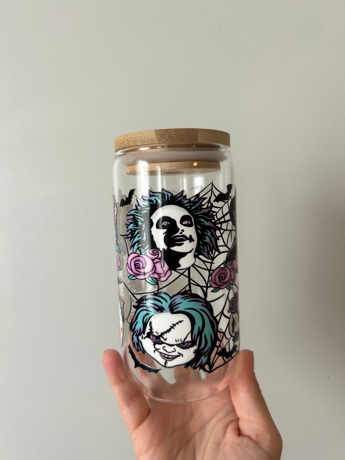 Horror Spiderwebs Glass Can
