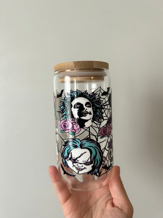Horror Spiderwebs Glass Can