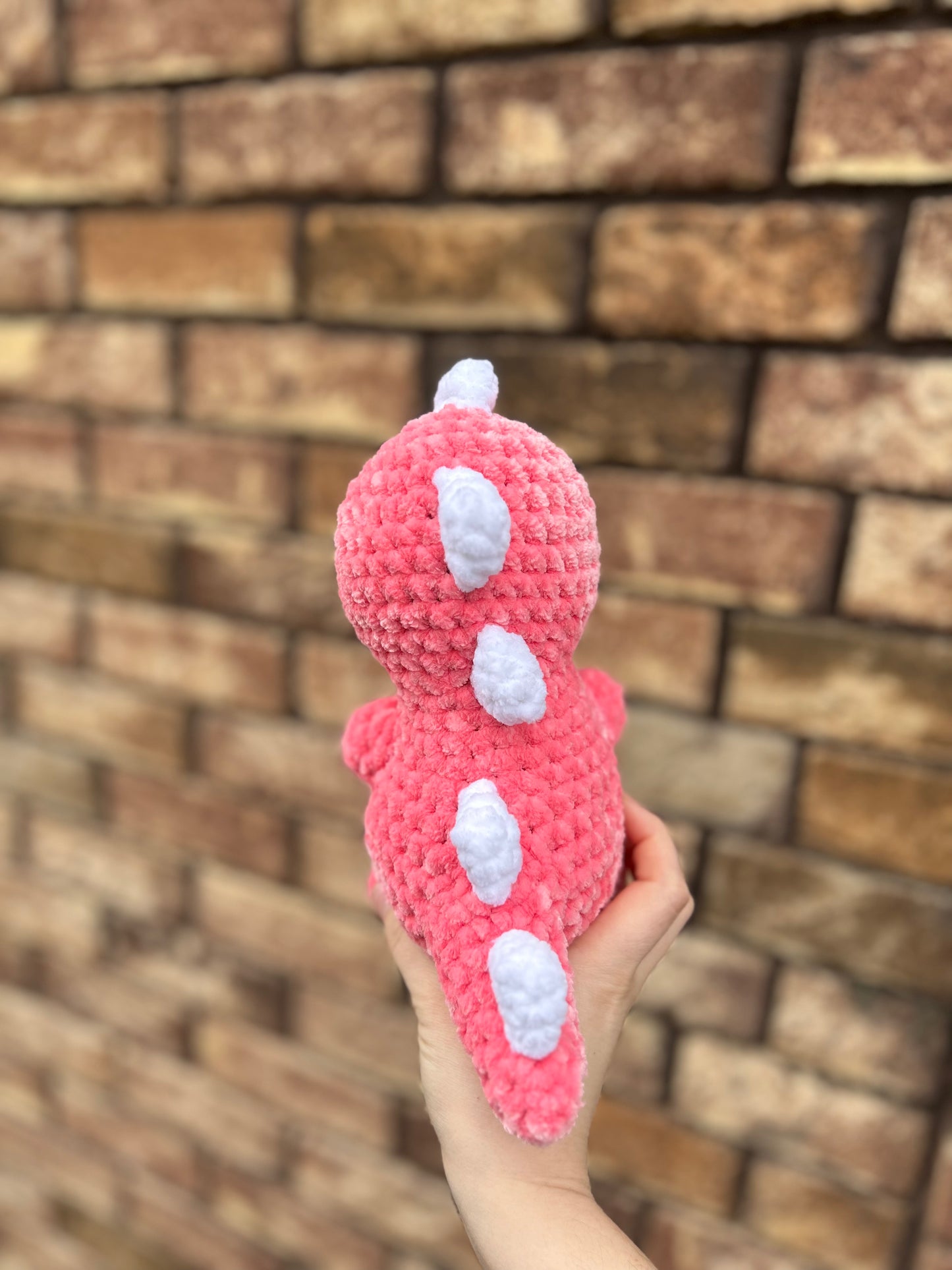 Pink and White Dino Plushie - Made to Order