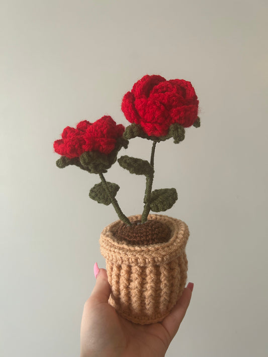 Red Potted Flowers- Made to Order