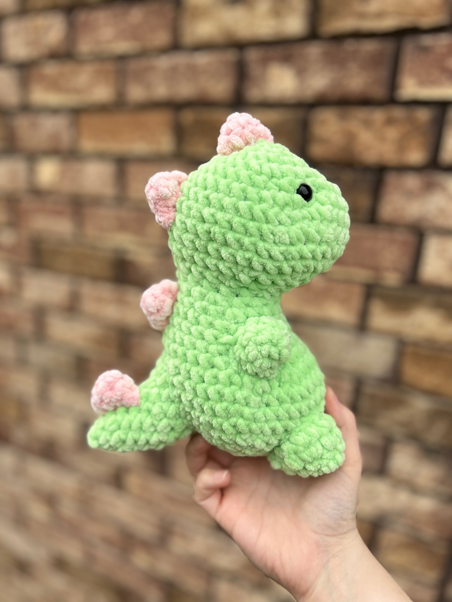 Green and Pink Dino Plushie - Made to Order