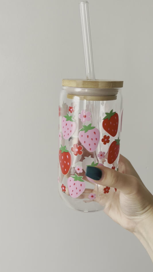 Strawberry Glass Can