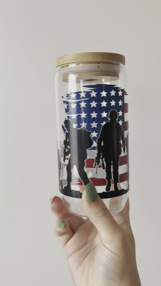 American Soldier Glass Can